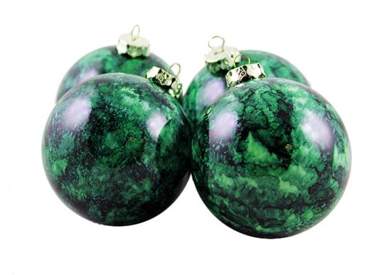 4ct Marbled Green Shatterproof Ball Ornaments